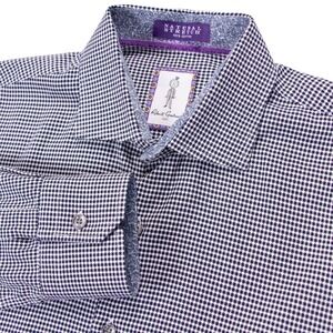 Robert Graham Tailored Fit Mens Shirt M/L 16 Gingham Natural Stretch‎ Cotton